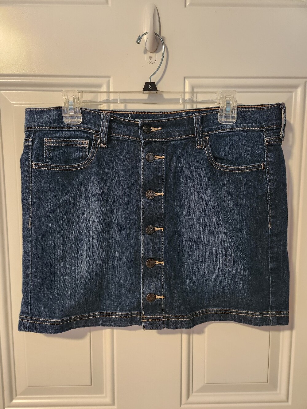 True Vintage Old Navy Dark Blue Button-Front Denim Skirt Size 10